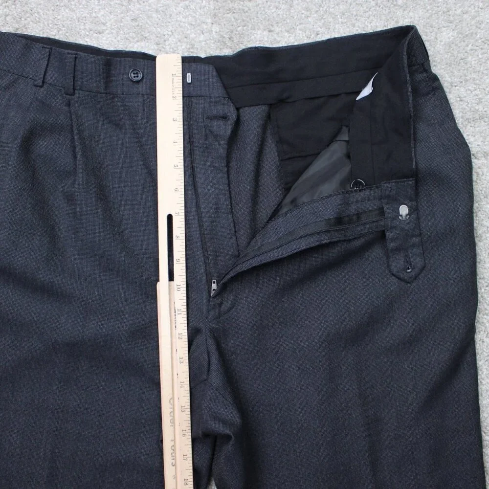 Joseph & Feiss International Trio Pants Mens 40x32 Gray Pleated 100% Wool Cuffed